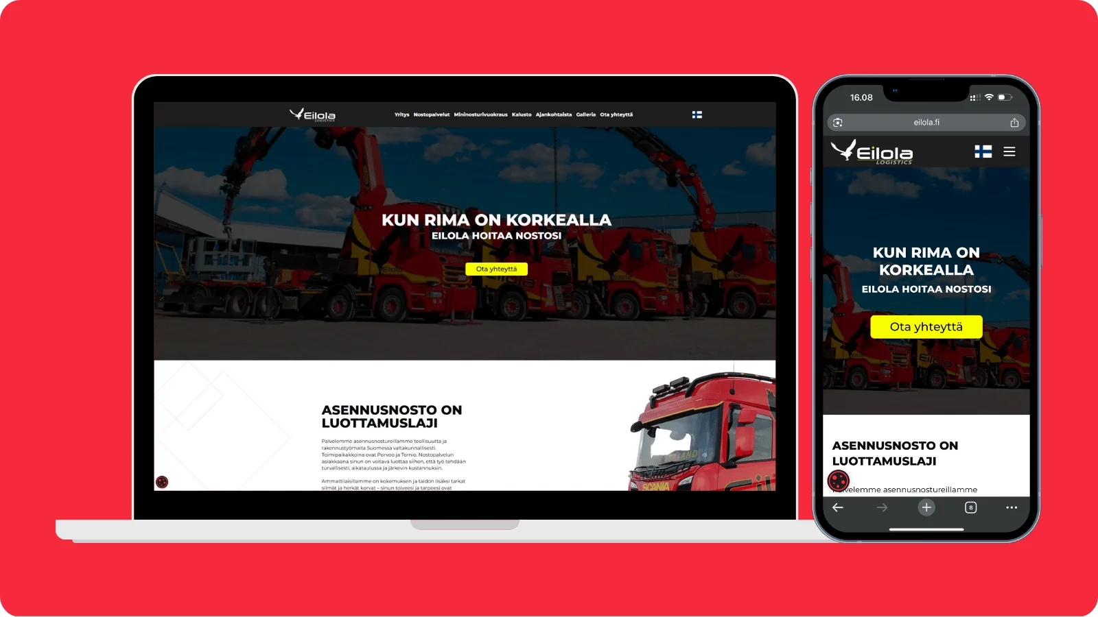 Eilola logistics verkkosivut