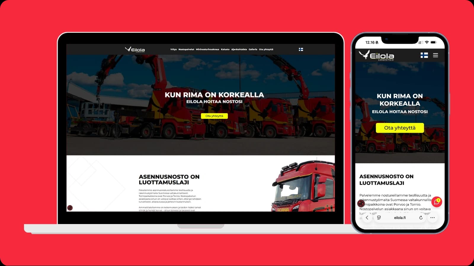 Eilola Logistics Oy verkkosivut referenssi kuva